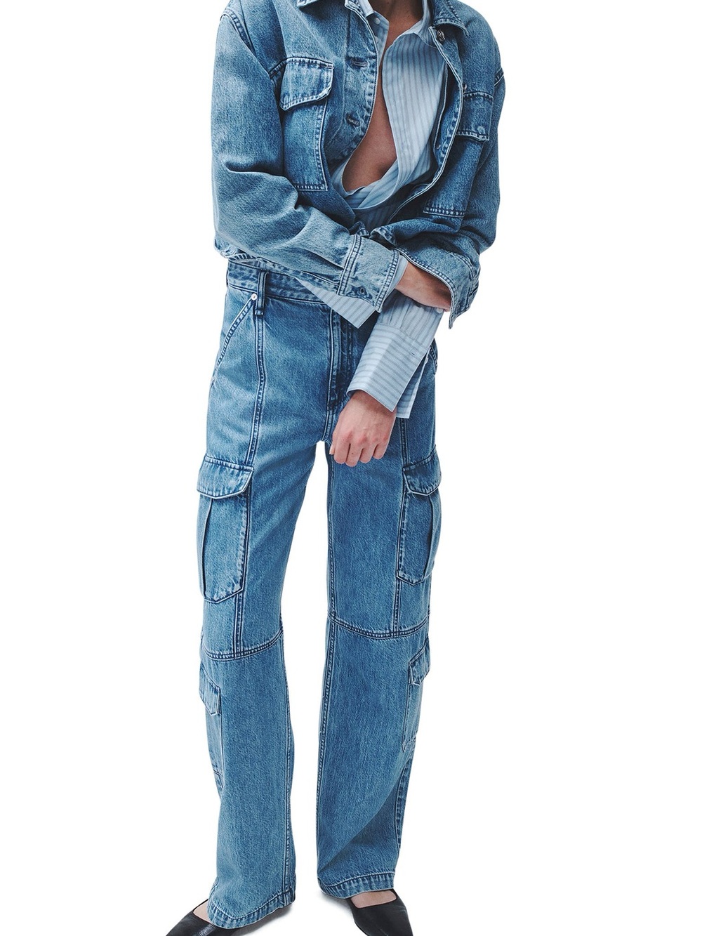 rag & bone Featherweight Cailyn wide leg cargo jeans size 24